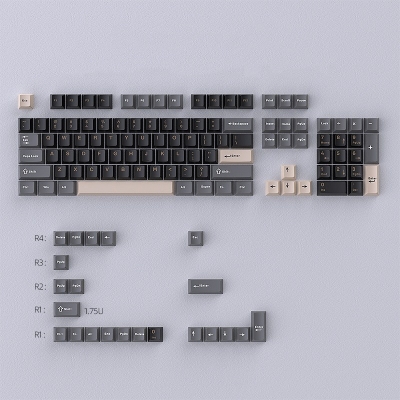 Black Grey 104+22 Keys Cherry Profile PBT Doubleshot Keycaps Set for MX Keyboard